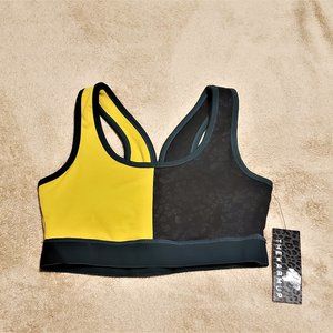 NWT Jessica Simpson Gold/Black Sports Bra sz Small
